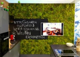 Moss wall design with hill moss - color nature - in a kitchen